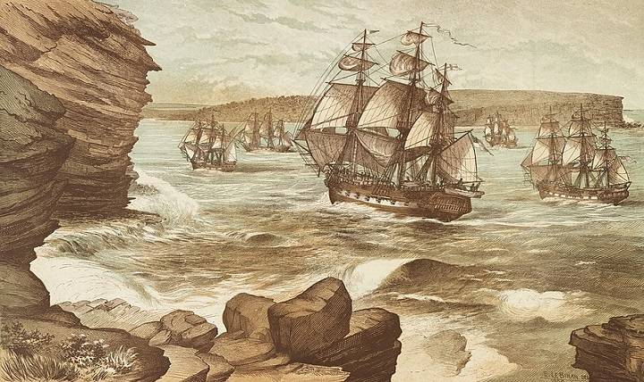 The First Fleet entering Port Jackson January 26 1788 drawn 1888 A9333001h